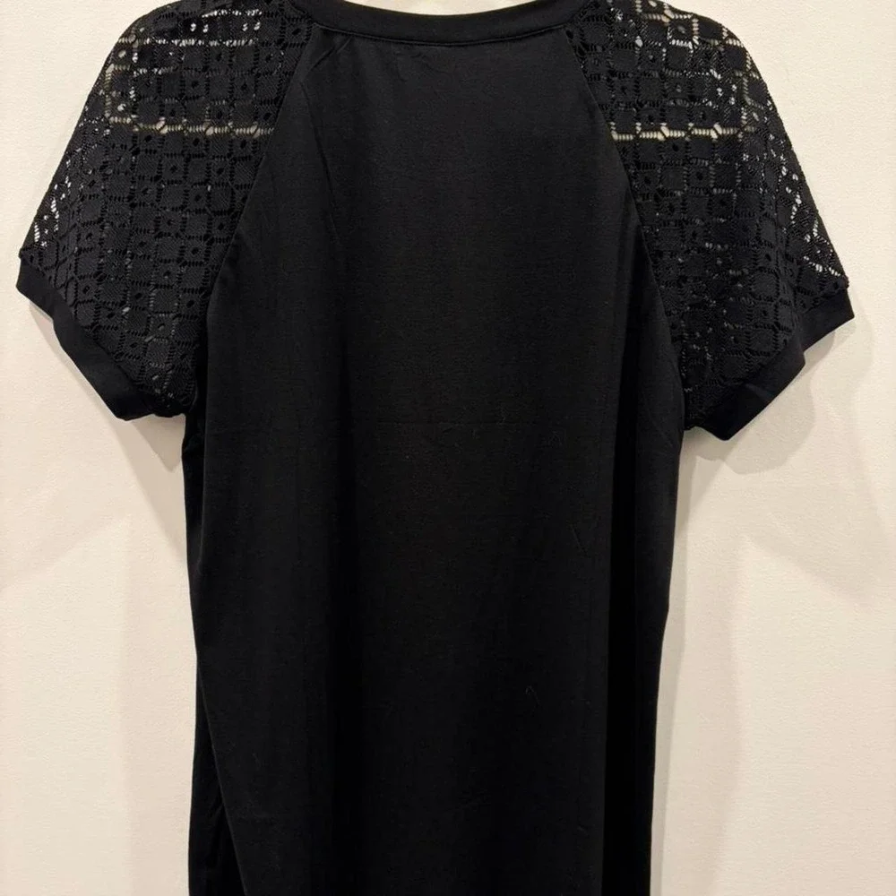 Athmile black lace top babydoll dress wear work wear NWT with pleated front